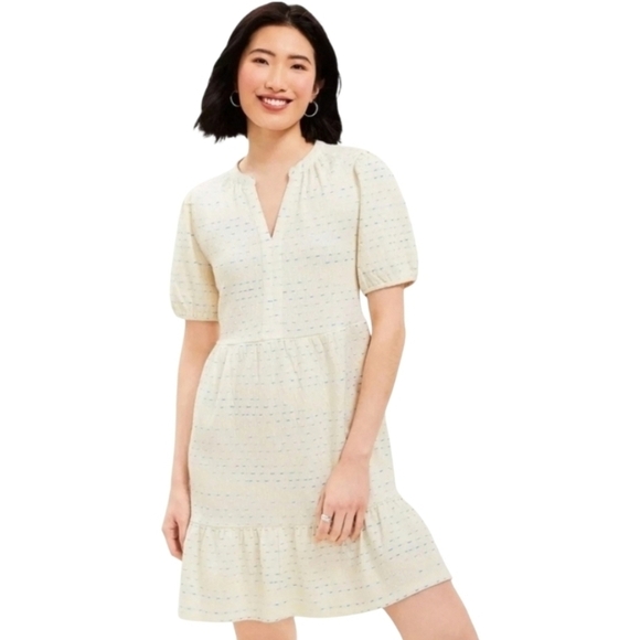 LOFT Dresses & Skirts - ⚡️FLASH SALE CCO LOFT SPACEDYE PUFF SLEEVE FLOUNCE SWING DRESS PETITE SIZE XLP